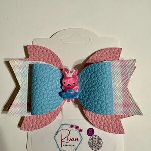 Pink and Blue Bow with Cute Character
